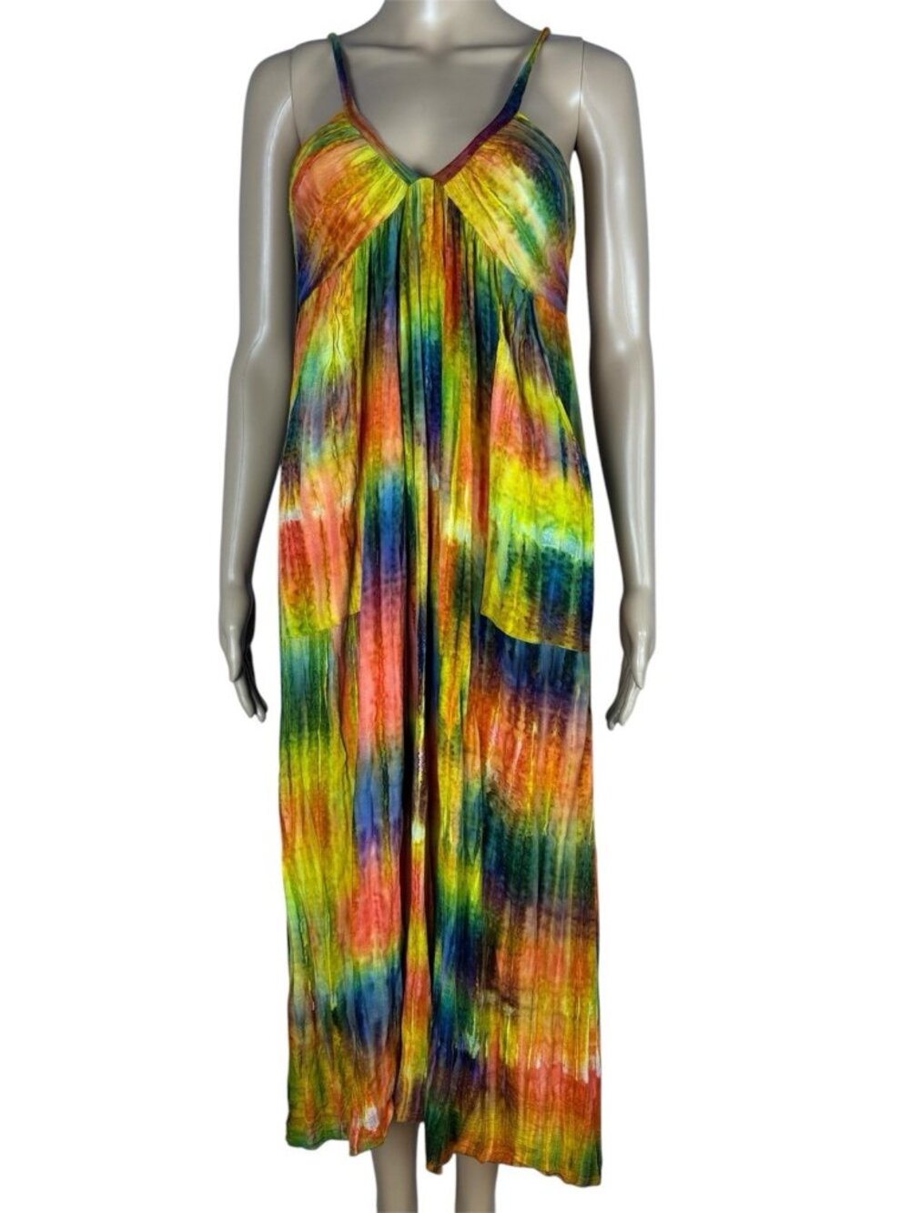 OndadeMar Max Dress Women’s Sz S Tie-dye Multicolor Pockets Bohemian Beach